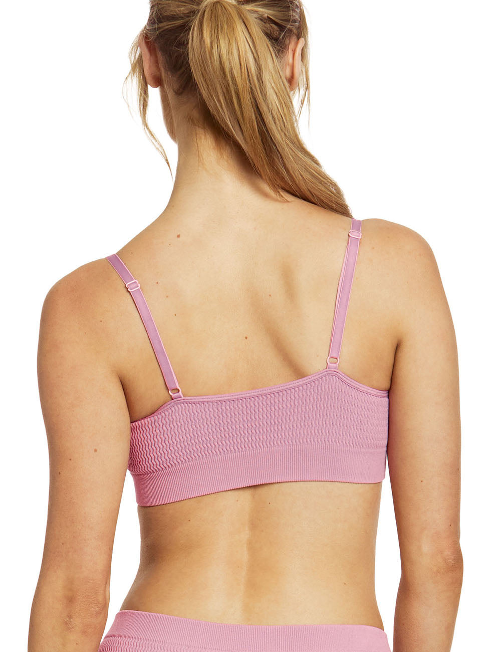 Wavy Waffle Recycled Moulded Bralette - Soft Pink